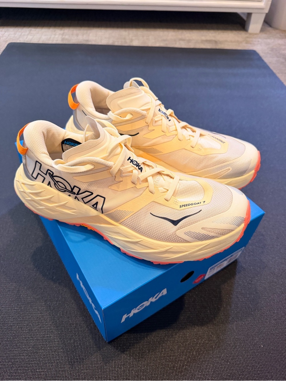 Hoka Speedgoat 7 Vintage Yellow Womens  Trail Shoes Wide